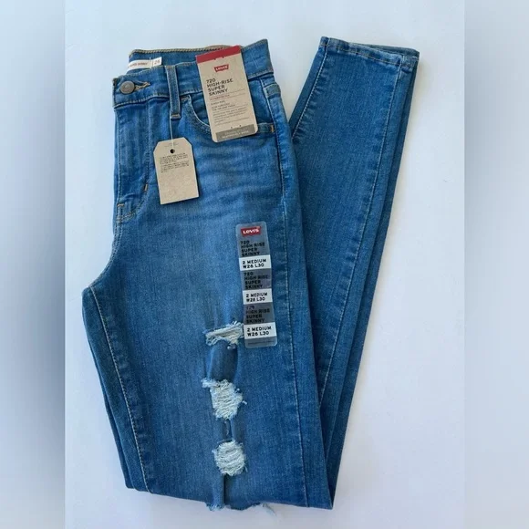 Levi's Women's 720 High Rise Super Skinny Jeans Blue Size W26-L30 NWT - Picture 5 of 6